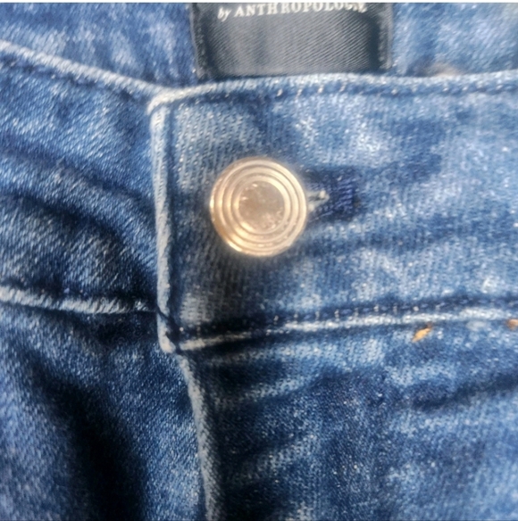 Maeve By Anthropologie Blue Denim Raw Hem Jeans Straight Leg Size 28 High Waist - Picture 3 of 10